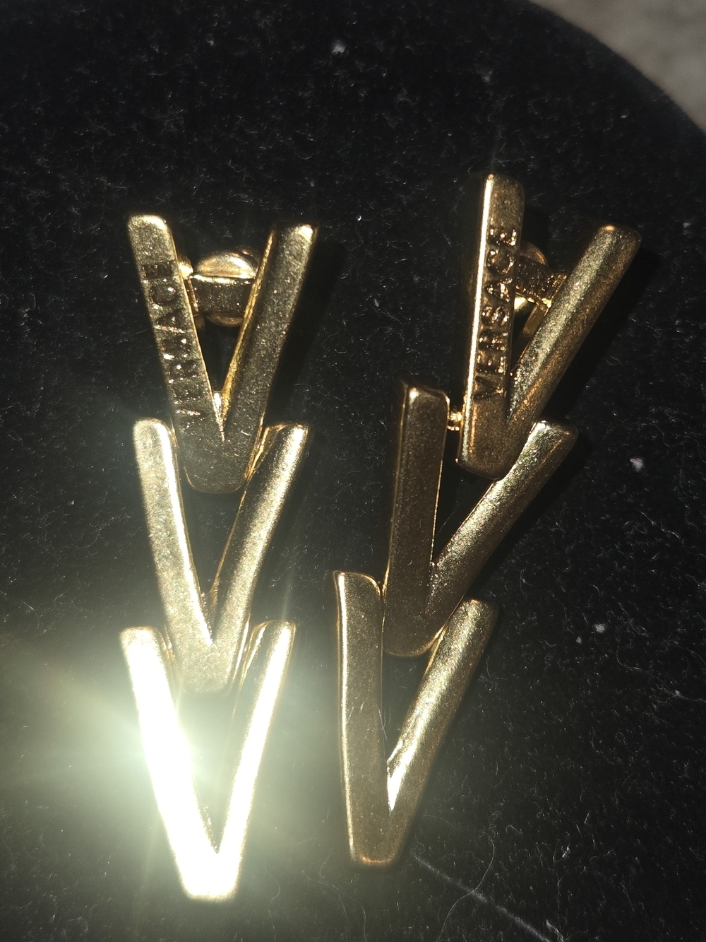 Versace Gold V-Logo Drop Earrings - Gold - Picture 5 of 8